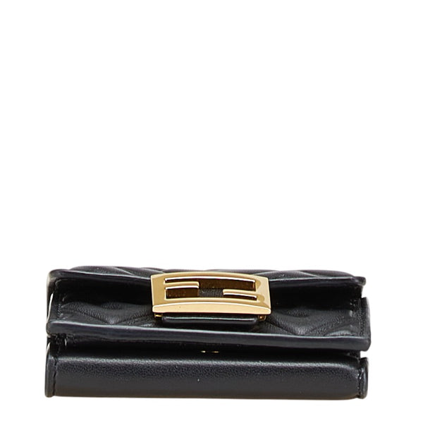 フェンディ バゲット マイクロ 三つ折り財布 ブラック レザー レディース FENDI 【中古】