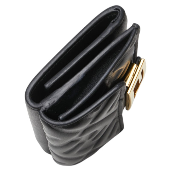 フェンディ バゲット マイクロ 三つ折り財布 ブラック レザー レディース FENDI 【中古】