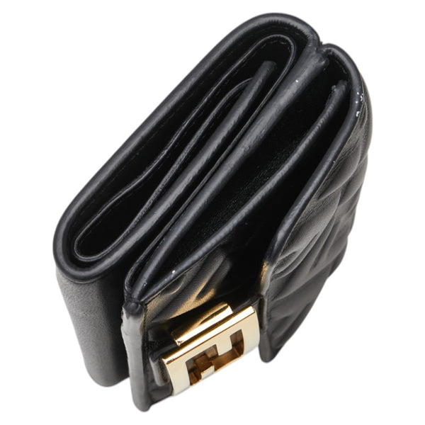 フェンディ バゲット マイクロ 三つ折り財布 ブラック レザー レディース FENDI 【中古】