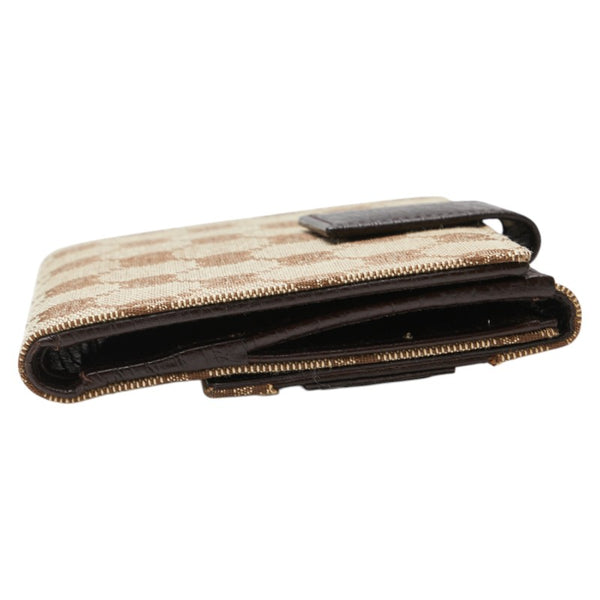 グッチ GGキャンバス ホースビット シェリーライン 二つ折り財布 138031 ブラウン キャンバス レザー レディース GUCCI 【中古】