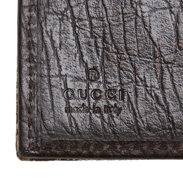 グッチ GGキャンバス ホースビット シェリーライン 二つ折り財布 138031 ブラウン キャンバス レザー レディース GUCCI 【中古】