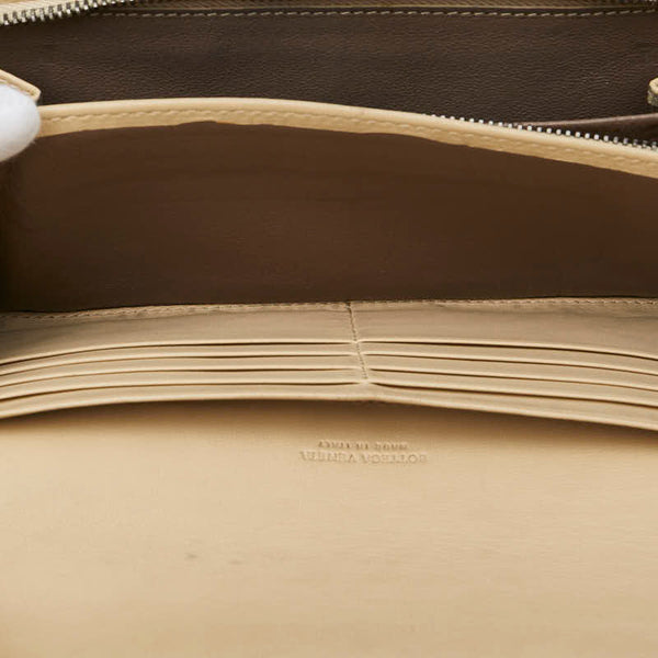 ボッテガヴェネタ イントレチャート 長財布 ベージュ レザー レディース BOTTEGAVENETA 【中古】