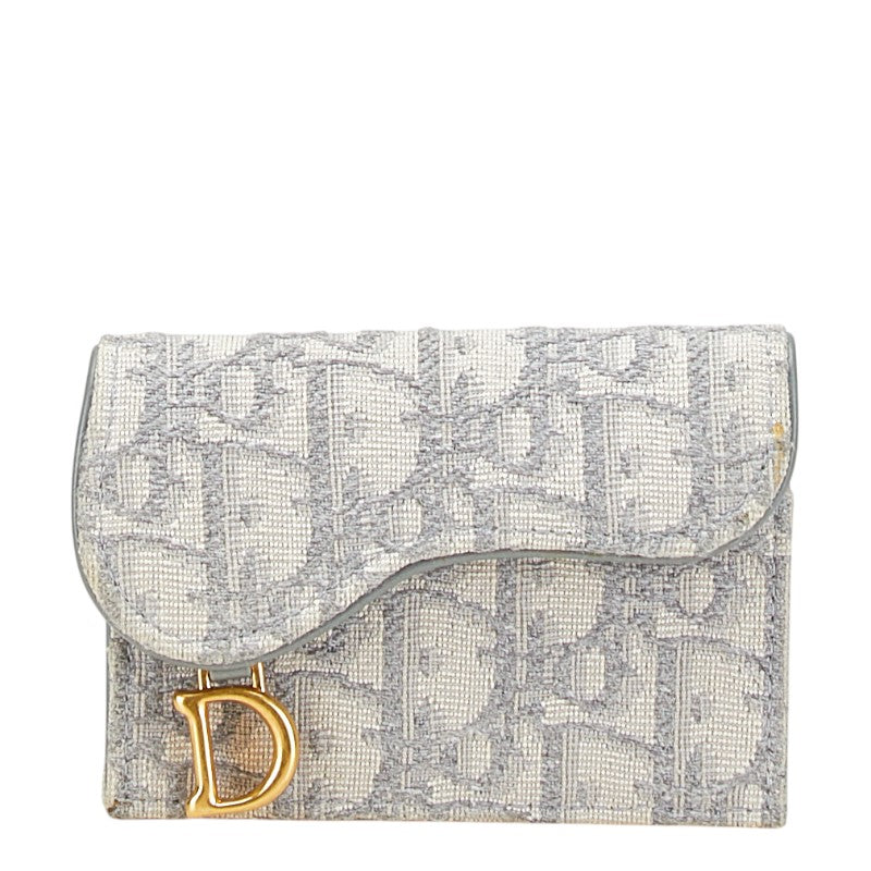 ディオール トロッター サドル カードケース グレー キャンバス レザー レディース Dior 【中古】