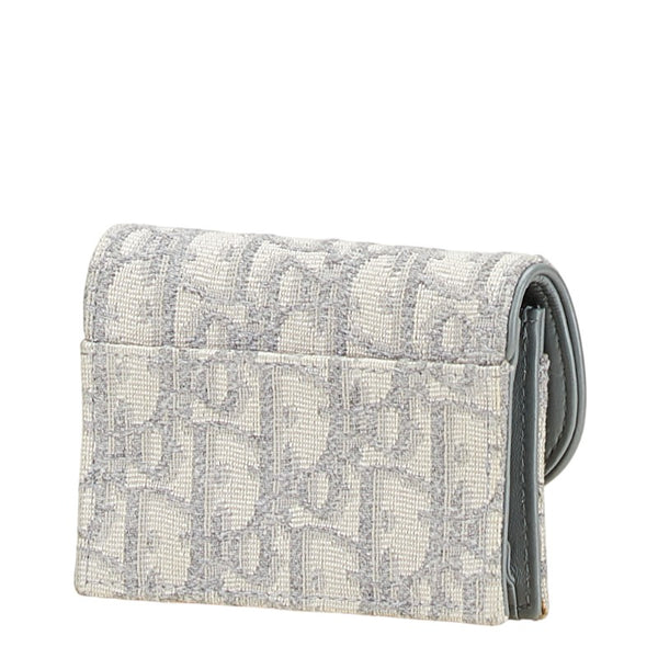 ディオール トロッター サドル カードケース グレー キャンバス レザー レディース Dior 【中古】