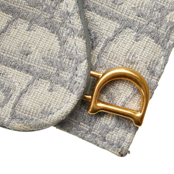 ディオール トロッター サドル カードケース グレー キャンバス レザー レディース Dior 【中古】