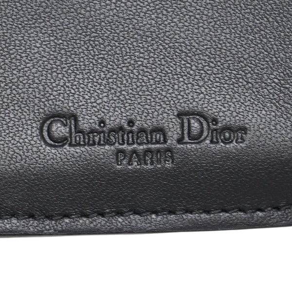ディオール カナージュ レディディオール 三つ折り財布 コンパクトウォレット ブラック ラムスキン レディース Dior 【中古】