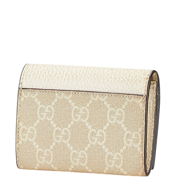 グッチ GGスプリーム カードケース 474748 ベージュ アイボリー レザー PVC レディース GUCCI 【中古】