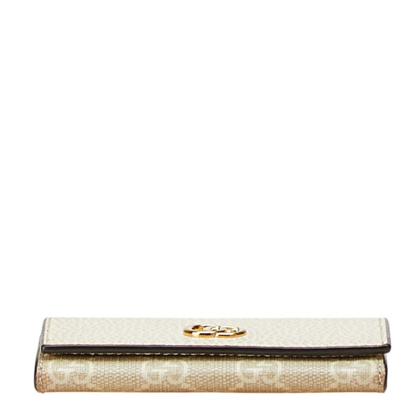 グッチ GGスプリーム カードケース 474748 ベージュ アイボリー レザー PVC レディース GUCCI 【中古】