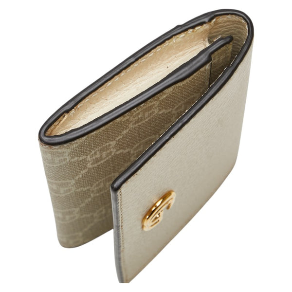 グッチ GGスプリーム カードケース 474748 ベージュ アイボリー レザー PVC レディース GUCCI 【中古】