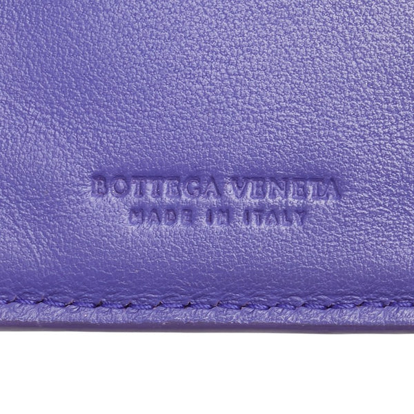ボッテガヴェネタ イントレチャート 二つ折り財布 パープル レザー レディース BOTTEGAVENETA 【中古】