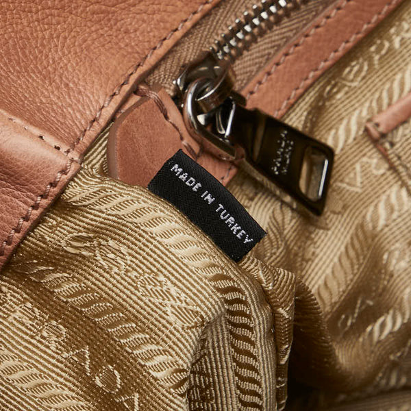 プラダ リボン ハンドバッグ BN2243 ピンクベージュ レザー レディース PRADA 【中古】