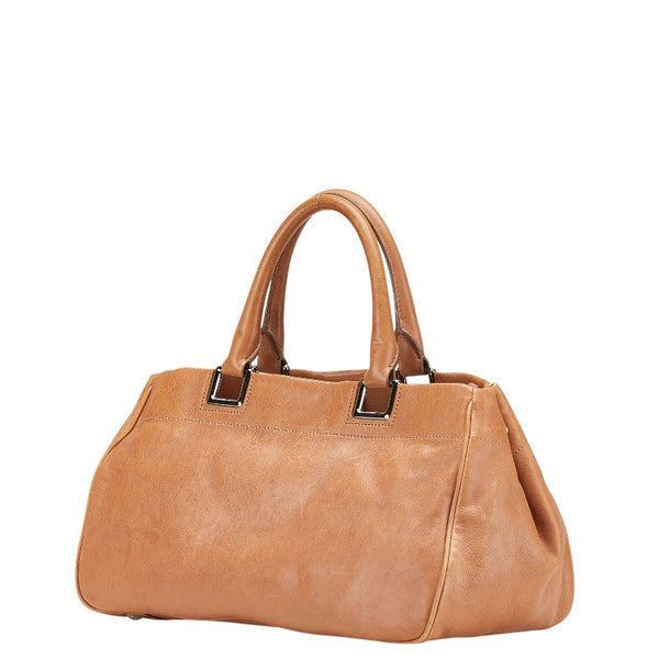 プラダ リボン ハンドバッグ BN2243 ピンクベージュ レザー レディース PRADA 【中古】