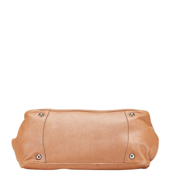 プラダ リボン ハンドバッグ BN2243 ピンクベージュ レザー レディース PRADA 【中古】