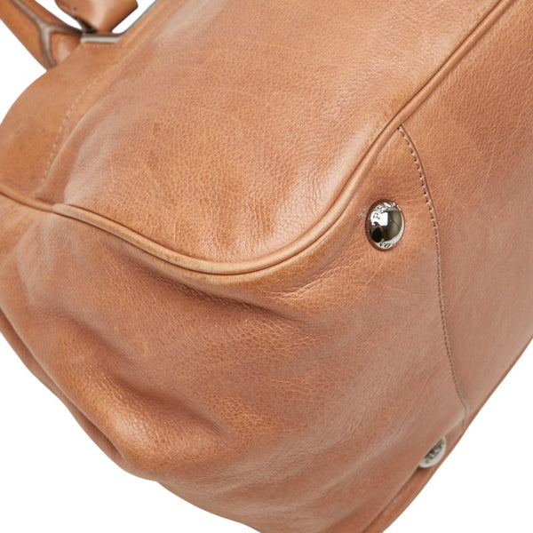 プラダ リボン ハンドバッグ BN2243 ピンクベージュ レザー レディース PRADA 【中古】