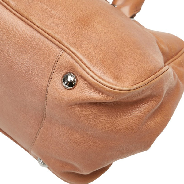 プラダ リボン ハンドバッグ BN2243 ピンクベージュ レザー レディース PRADA 【中古】