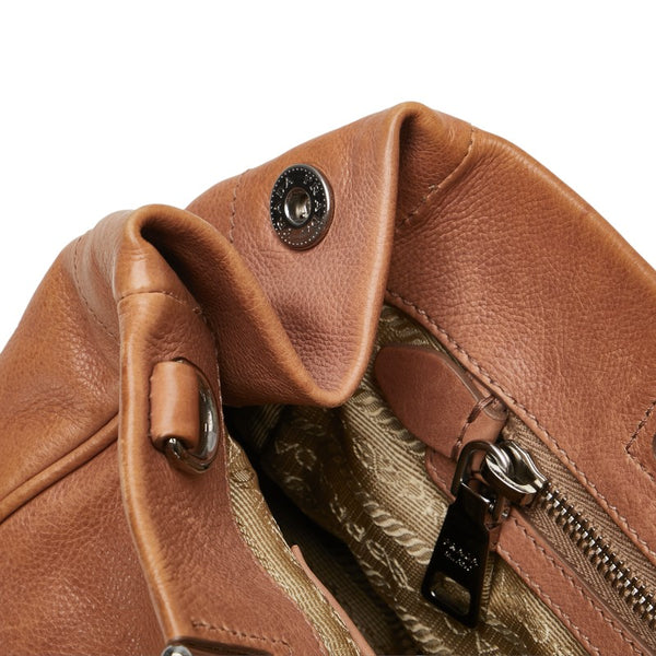 プラダ リボン ハンドバッグ BN2243 ピンクベージュ レザー レディース PRADA 【中古】