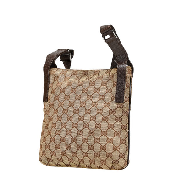グッチ GGキャンバス ショルダーバッグ 122793 ベージュ ブラウン キャンバス レザー レディース GUCCI 【中古】