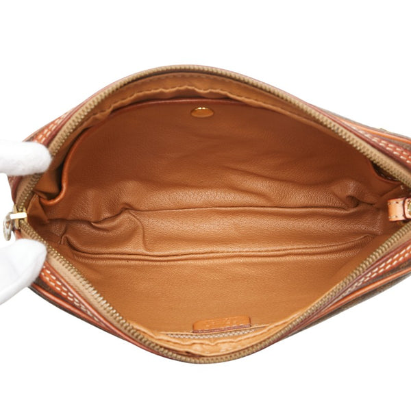 セリーヌ マカダム クラッチバッグ ブラウン PVC レザー レディース CELINE 【中古】