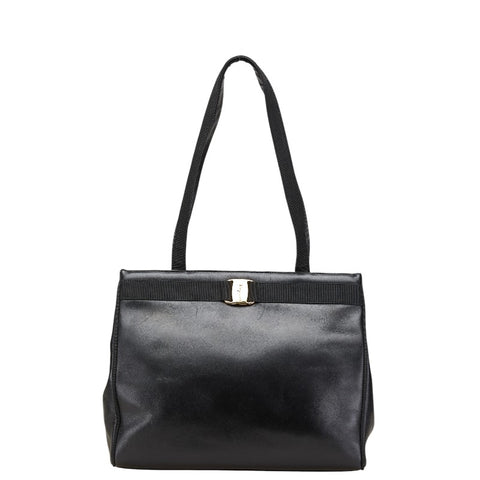 サルヴァトーレフェラガモ ヴァラ トートバッグ ワンショルダーバッグ BA21 2530 ブラック レザー レディース Salvatore Ferragamo 【中古】