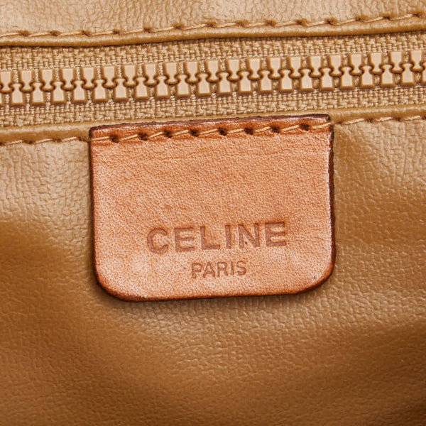 セリーヌ マカダム ショルダーバッグ ベージュ ブラウン PVC レザー レディース CELINE 【中古】