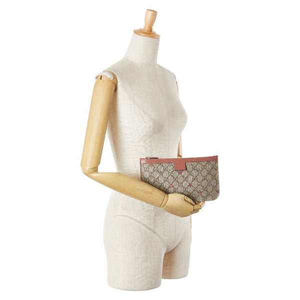 グッチ GGスプリーム スター 星 付属ポーチ 309498 ベージュ ピンク PVC レザー レディース GUCCI 【中古】