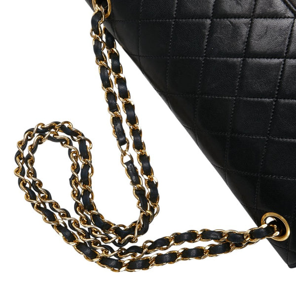 シャネル マトラッセ25 ダブルフラップ ココマーク チェーン ショルダーバッグ ブラック ラムスキン レディース CHANEL 【中古】