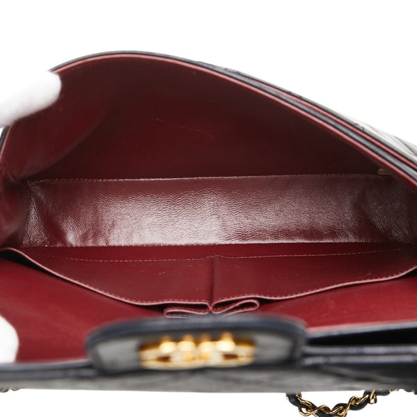 シャネル マトラッセ25 ダブルフラップ ココマーク チェーン ショルダーバッグ ブラック ラムスキン レディース CHANEL 【中古】