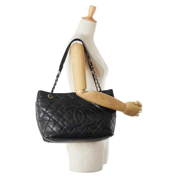 シャネル ココマーク マトラッセ チェーン ハンドバッグ トートバッグ ブラック キャビアスキン レディース CHANEL 【中古】