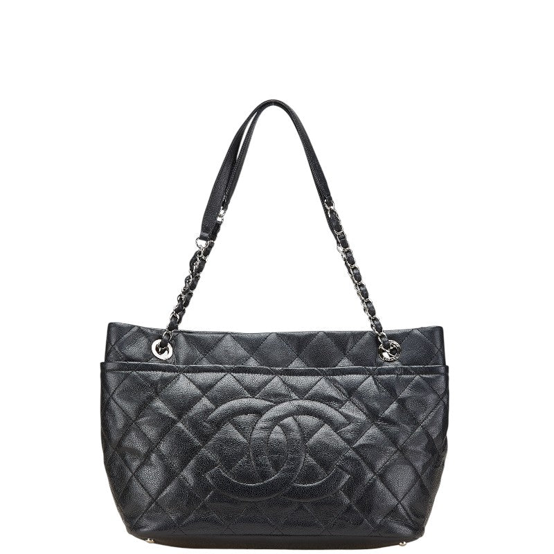 シャネル ココマーク マトラッセ チェーン ハンドバッグ トートバッグ ブラック キャビアスキン レディース CHANEL 【中古】