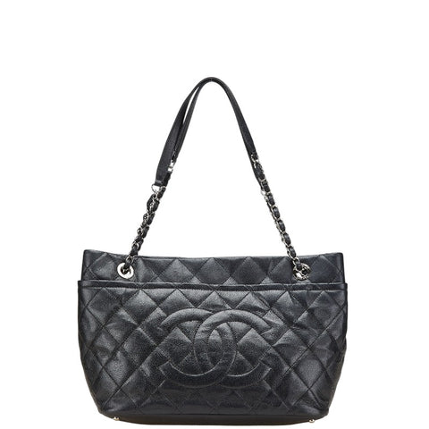 シャネル ココマーク マトラッセ チェーン ハンドバッグ トートバッグ ブラック キャビアスキン レディース CHANEL 【中古】