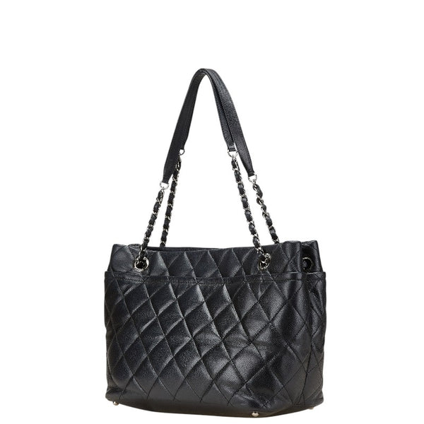 シャネル ココマーク マトラッセ チェーン ハンドバッグ トートバッグ ブラック キャビアスキン レディース CHANEL 【中古】