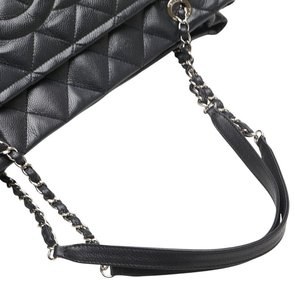 シャネル ココマーク マトラッセ チェーン ハンドバッグ トートバッグ ブラック キャビアスキン レディース CHANEL 【中古】