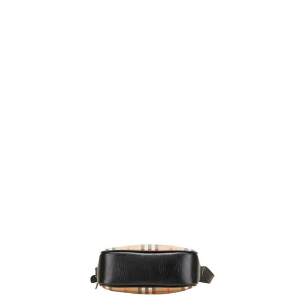 バーバリー ノバチェック シャドーホース ショルダーバッグ ベージュ ブラック キャンバス レザー レディース BURBERRY 【中古】
