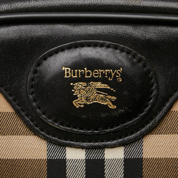バーバリー ノバチェック シャドーホース ショルダーバッグ ベージュ ブラック キャンバス レザー レディース BURBERRY 【中古】