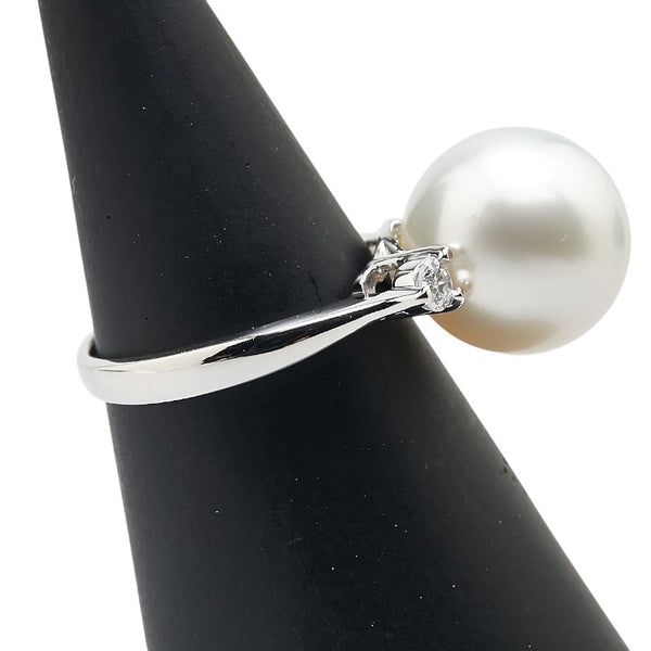 Pt900 プラチナ 白蝶真珠11.3mm ダイヤ0.15ct リング 指輪 レディース 7号 【中古】