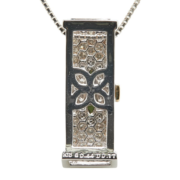 K18WG ホワイトゴールド グリーンガーネット0.44ct ダイヤ0.17ct ペンダントネックレス レディース 【中古】