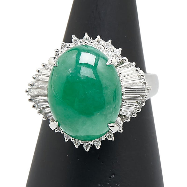 Pt900 プラチナ ヒスイ7.51ct ダイヤ0.63ct リング 指輪 レディース 12号 【中古】