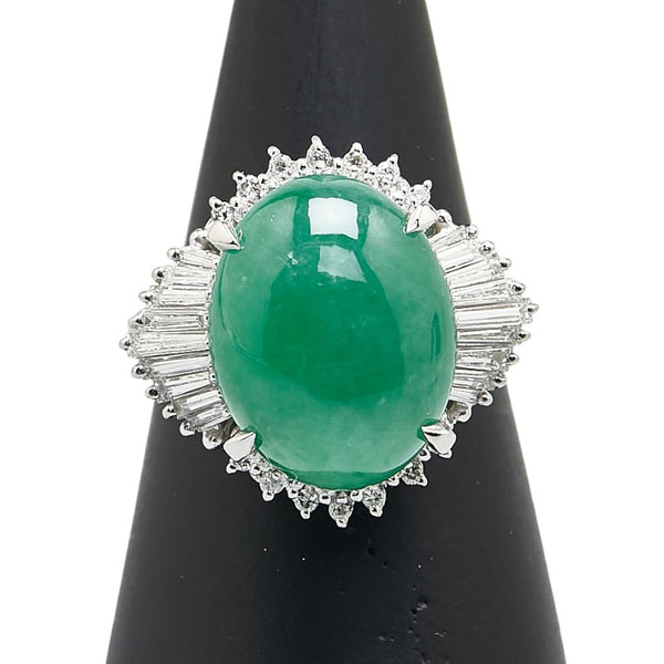 Pt900 プラチナ ヒスイ7.51ct ダイヤ0.63ct リング 指輪 レディース 12号 【中古】