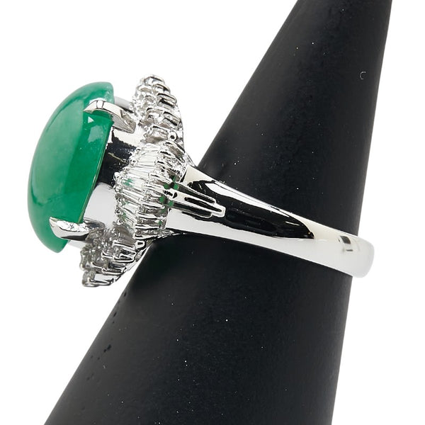 Pt900 プラチナ ヒスイ7.51ct ダイヤ0.63ct リング 指輪 レディース 12号 【中古】