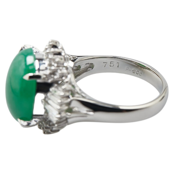 Pt900 プラチナ ヒスイ7.51ct ダイヤ0.63ct リング 指輪 レディース 12号 【中古】