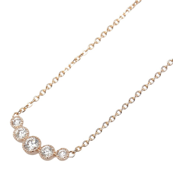 K18PG ピンクゴールド ダイヤ0.15ct ペンダントネックレス レディース 【中古】