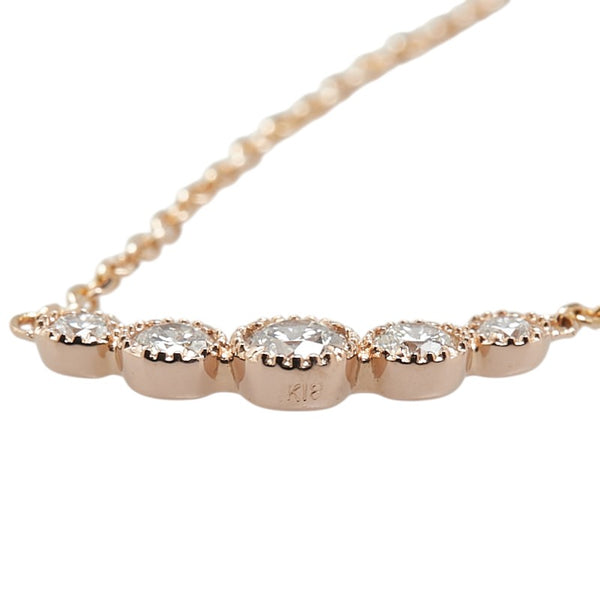 K18PG ピンクゴールド ダイヤ0.15ct ペンダントネックレス レディース 【中古】