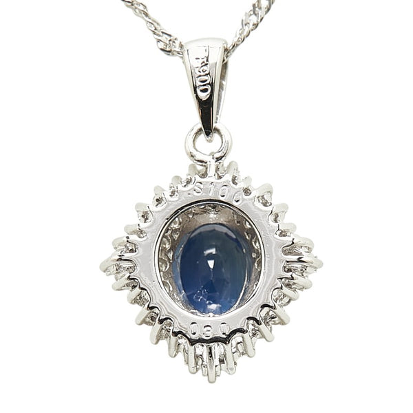 Pt900 プラチナ Pt850 プラチナ サファイア1.00ct ダイヤ0.30ct ネックレス レディース 【中古】