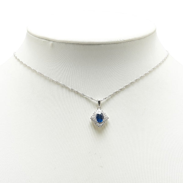 Pt900 プラチナ Pt850 プラチナ サファイア1.00ct ダイヤ0.30ct ネックレス レディース 【中古】