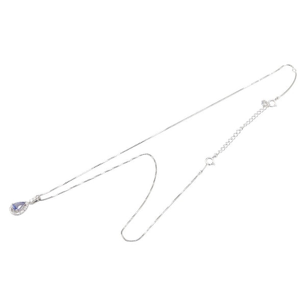 K14WG ホワイトゴールド タンザナイト0.75ct ダイヤ0.23ct 雫 モチーフ ペンダントネックレス レディース 【中古】