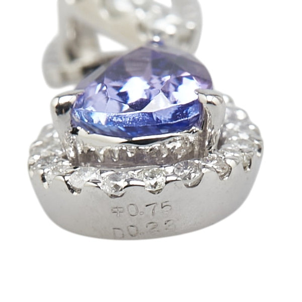 K14WG ホワイトゴールド タンザナイト0.75ct ダイヤ0.23ct 雫 モチーフ ペンダントネックレス レディース 【中古】
