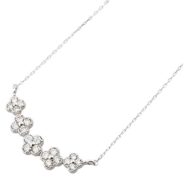 K18WG ホワイトゴールド ダイヤ0.30ct フラワー 花 モチーフ ペンダントネックレス レディース 【中古】