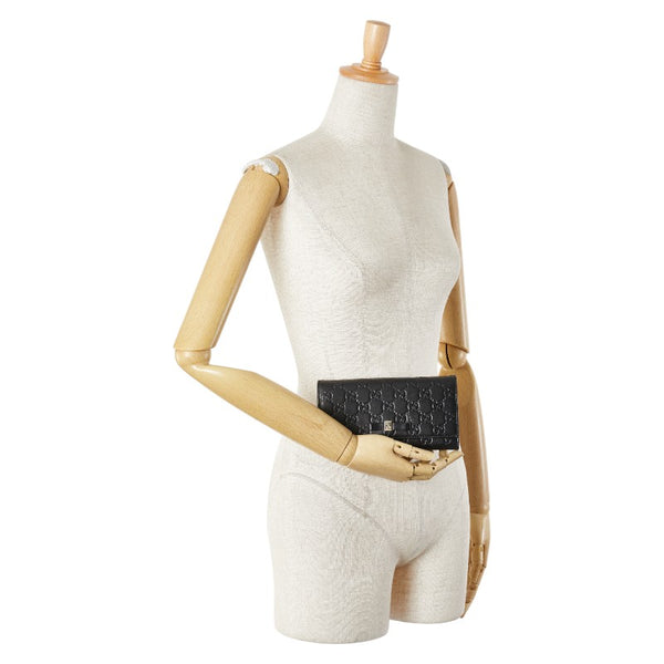 グッチ グッチシマ リボン 長財布 388679 ブラック レザー レディース GUCCI 【中古】