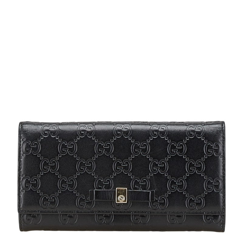 グッチ グッチシマ リボン 長財布 388679 ブラック レザー レディース GUCCI 【中古】