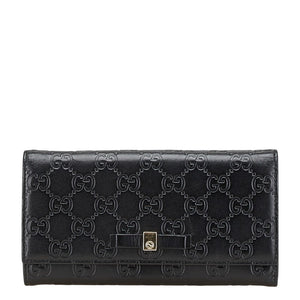 グッチ グッチシマ リボン 長財布 388679 ブラック レザー レディース GUCCI 【中古】